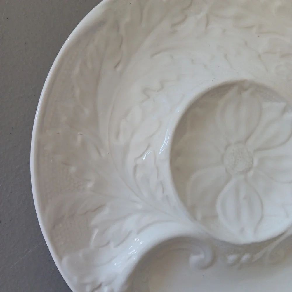 3 Artichoke Plates Portugese Pottery White 9" Serving Dish VTG Seafood Shell‎ - Picture 6 of 9
